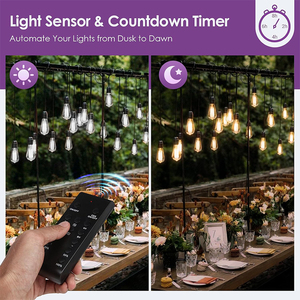 600W sensore di luce esterna Dimmer presa Timer con LCD, IP44 impermeabile, 2 prese, 1Min-24H temporizzazione personalizzata, oscuramento a 10 livelli - Product Image 3