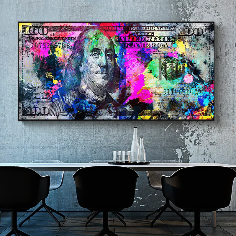 Graffiti Dollars Series Colorful Painting on Canvas Scandinavian Poster and Prints Wall Art Picture for Living Room Home Decor