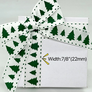 定制标志圣诞树主题印花聚酯丝带礼品包装 - Product Image 3