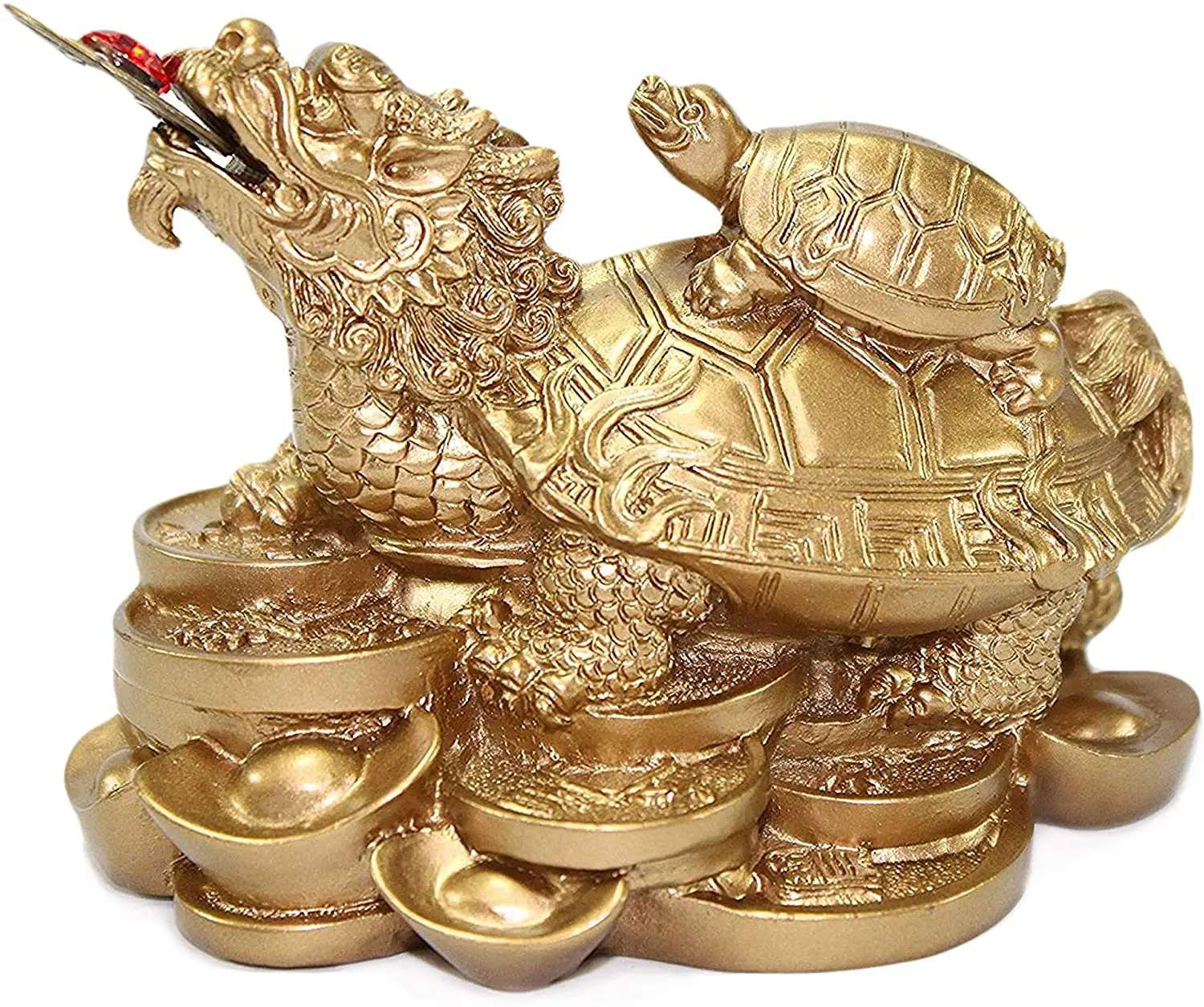 Feng Shui altın ejderha kaplumbağa kaplumbağaları üst bir ejderha servet koruma heykeli heykelcik eve taşınma Congratulatory