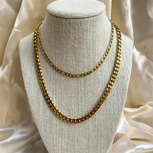 Chihang 14K altın kaplama paslanmaz çelik küba zincir kolye 4MM geniş 38 + 5cm ile Hip Hop tarzı titanyum çelik bağlantı zinciri tipi - Product Image 5