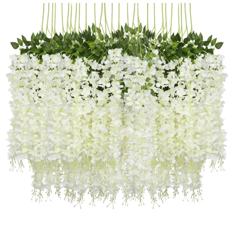 Guirlanda de pendurar, decoração de casamento de seda com estampa de videira, flor artificial, decoração de quarto