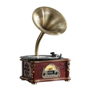 ビンテージ蓄音機Bluetooth出力付きビンテージレコードプレーヤーレトロ蓄音機ハイファイスピーカー蓄音機付き - Product Image 1