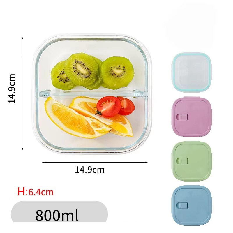 Transparent square 800ml(2 Compartments)