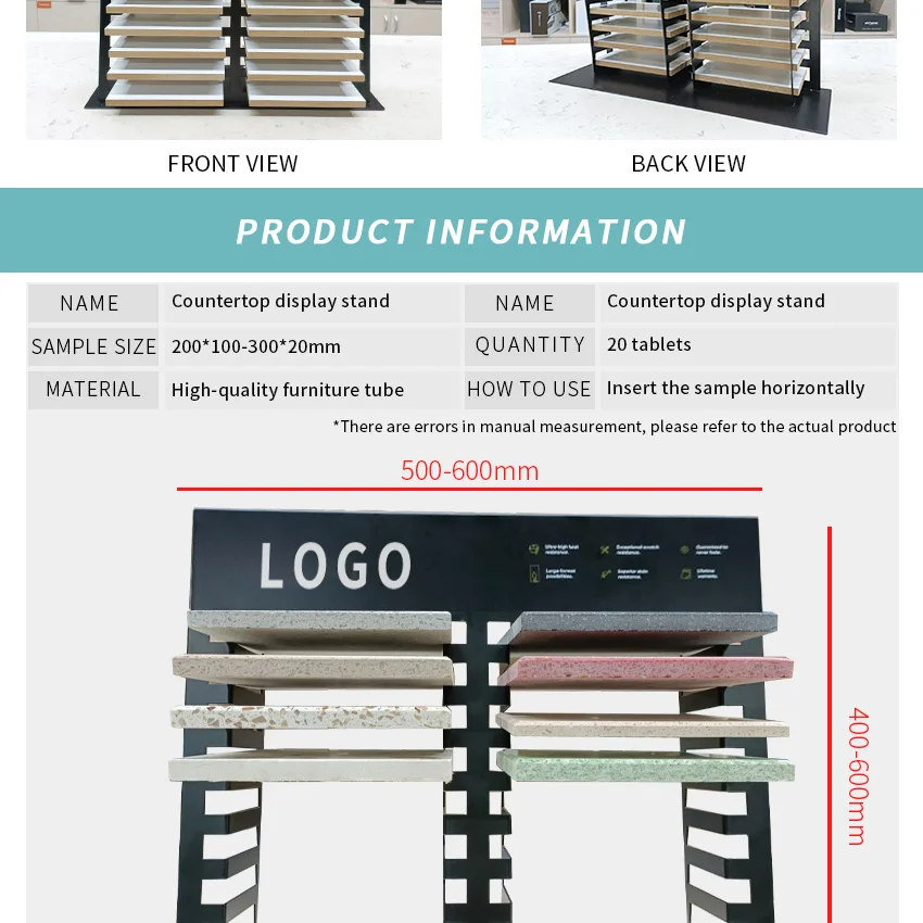 Wholesale Tabletop Stone Sample Stand Granite Factory Show Double Sided Marble Quartz Ceramic Display Tile Iron Countertop Rack