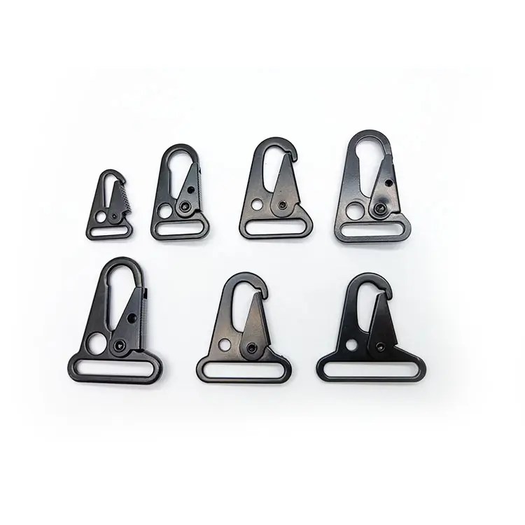 Clips de eslinga para hombre y mujer, ganchos de metal con mosquetón, ganchos de resorte, mosquetón, llavero de metal, gancho de cordón con clip HK, color negro