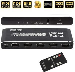 Interruptor HDMI 4X1 4K 60Hz HDMI2.0b Switcher Selector compatible con HDCP 2,2 con interruptor automático de control remoto - Product Image 2