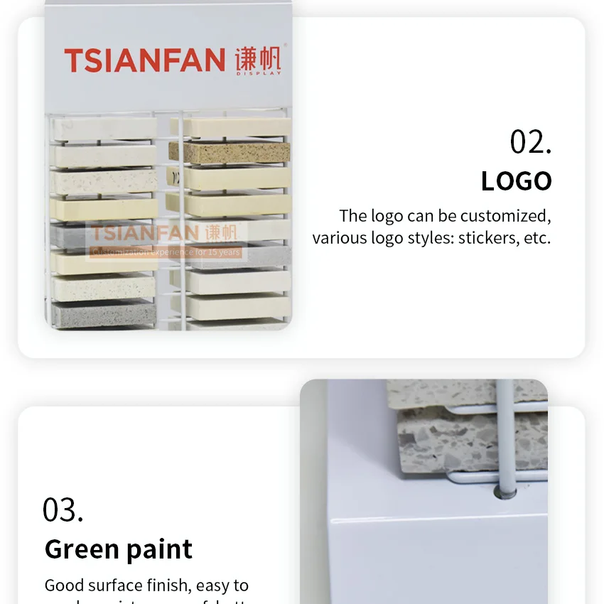 Tsianfan Factory Stone Desk Stand Table Top Granite Ceramic Marble Sample Showcase Countertop Tile Display Rack