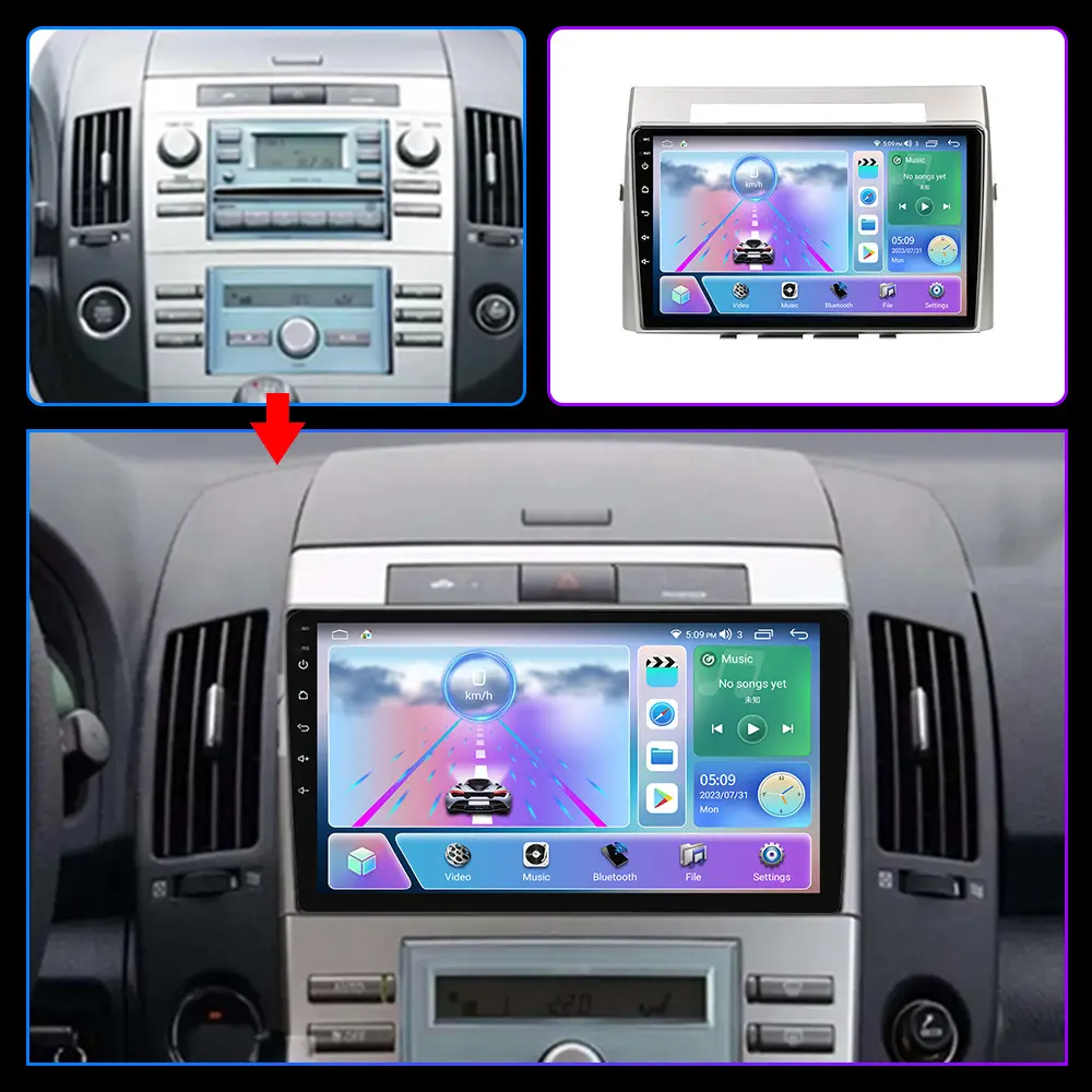 Máquina integrada para sistema de navegação e infoentretenimento de carros Toyota Android