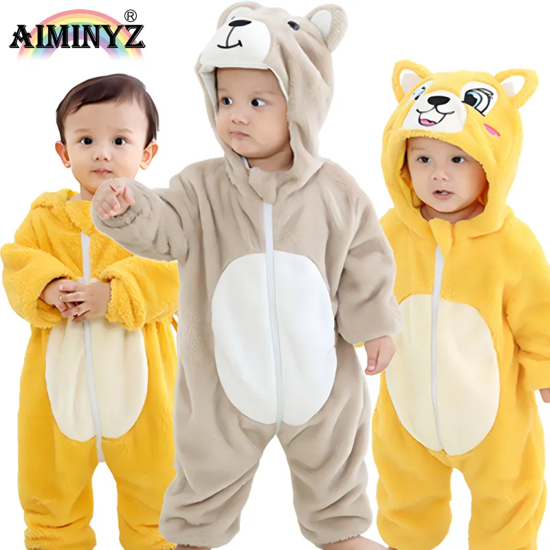 AIMINYZ ODM/OEM bambino addensato flanella autunno caldo tutina pigiameria infantile nuovo stile animale pigiama bambino sciolto pagliaccetti per il tempo libero