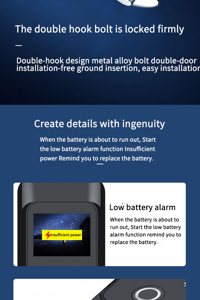 Self-provided doorbell emergency unlocking multifunctional lock password smart door lock serrure intelligente serrure porte lock