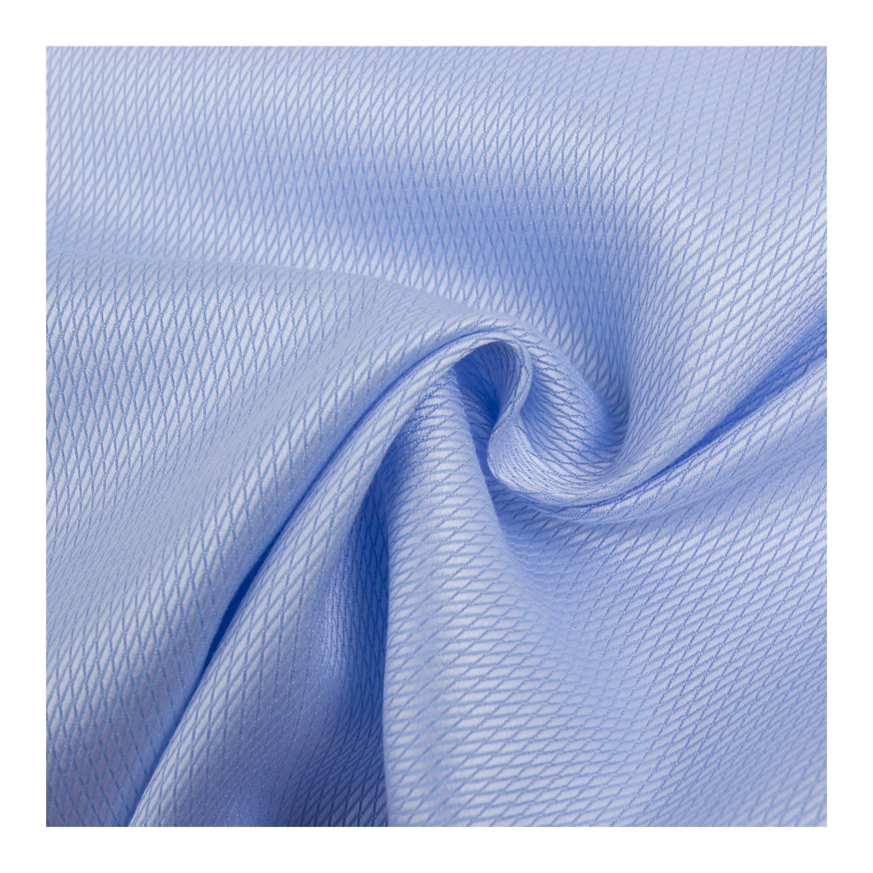 42 Lagermaterial Garn gefärbt flüssiges Ammoniak Jacquard blaue Baumwolle gewebthemd für Herren Textil