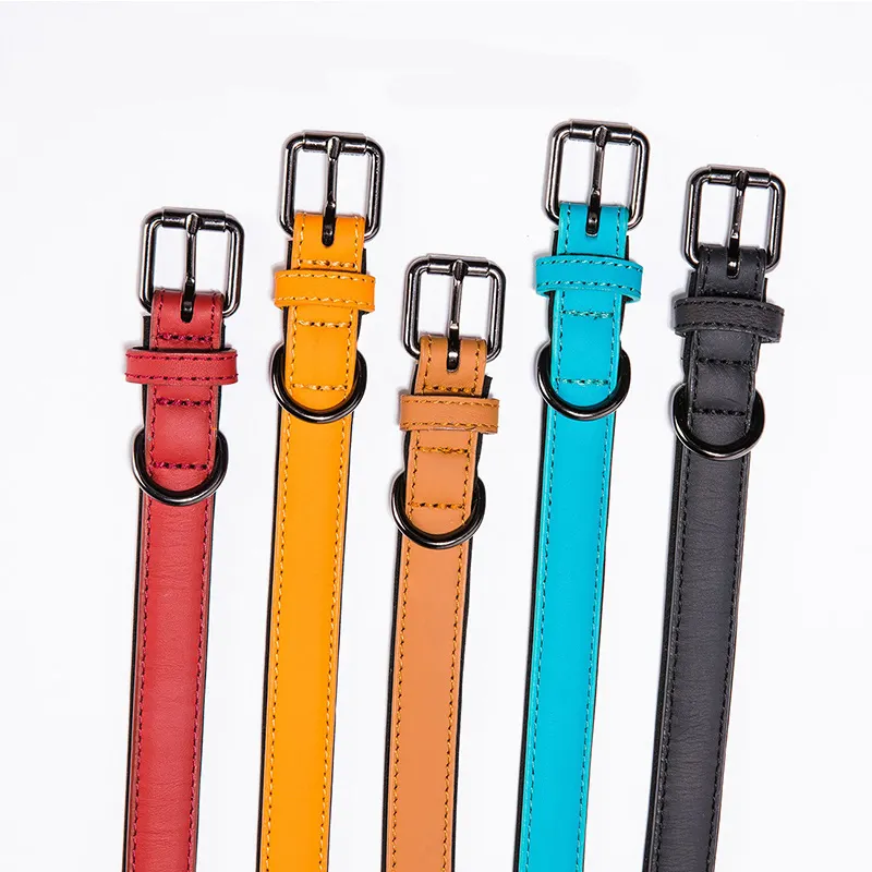 Luxury Double layer Leather Handmade Pet Collars Comfort Padded Waterproof Dog Collar with vegetable tanned leather