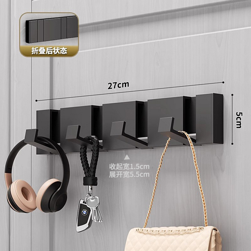 Aluminum Folding Concealed Hook Set - Black 4 Hooks