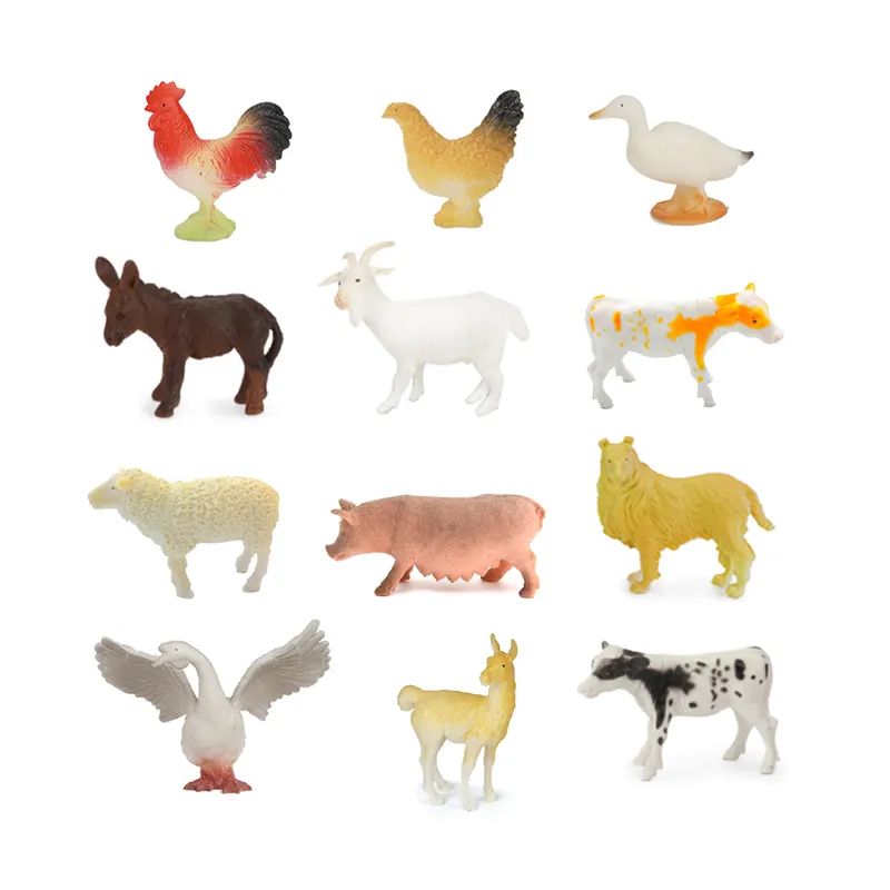 4 ''12 pçs realista mistura pvc, plástico, educação precoce, fazenda, animal, ovelha, porco, figuras conjuntos, brinquedos para crianças