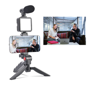 Yüksek kaliteli Smartphone Vlog kiti ışık canlı akış mikrofon Video Tripod Vlog kiti