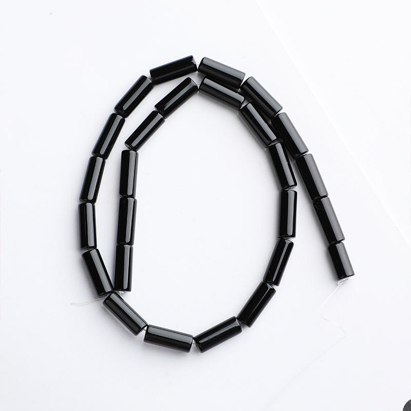 Black onyx tube beads approximately 4x8mm