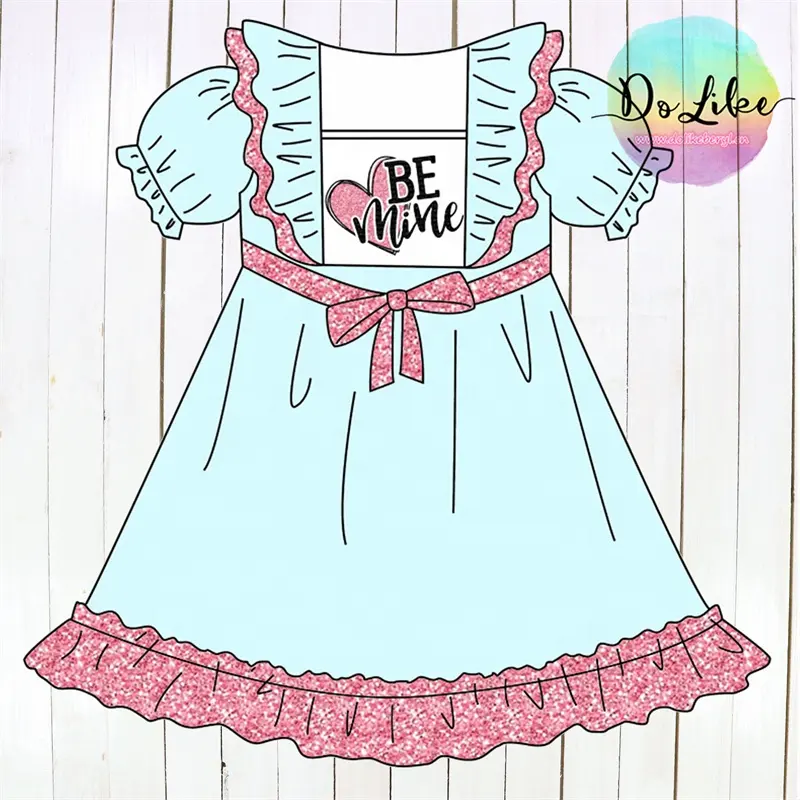 Alentines Day-vestidos de manga abombada para bebé, falda larga, pretina