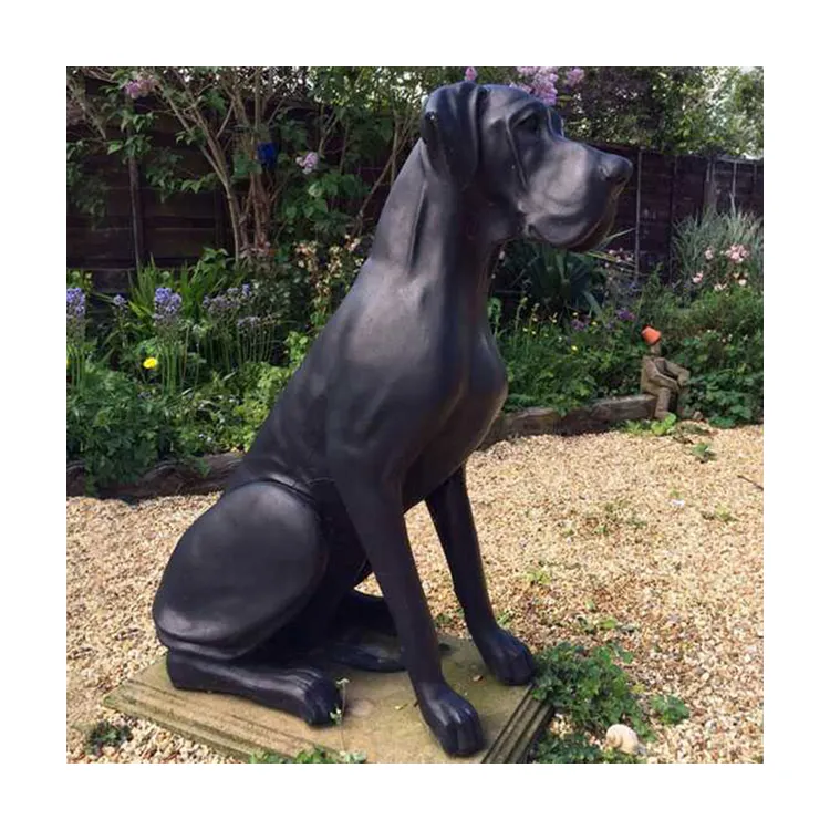 Наружное украшение для сада античная Черная бронзовая борзая статуя собаки в натуральную величину