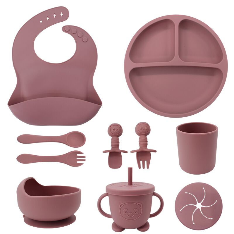 (silicone fork spoon 10pieces in 1 se) dark pink