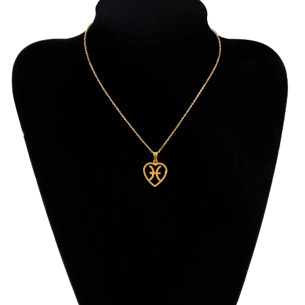 Vendita calda 12 Constellation love heart symbol collana in acciaio inossidabile collana con simbolo della costellazione delle donne ornamento all'ingrosso