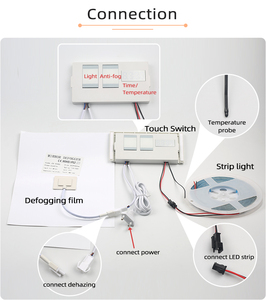 Reloj de tiempo Pantalla de temperatura 12V1A 12W LED Inteligente Doble llave Desempañador Dimmer Control Sensor táctil Interruptor para espejo de baño - Product Image 3