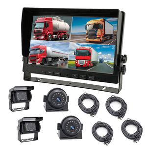 Monitor de coche de modo cuádruple de 10,1 pulgadas TFT LCD retrovisor de coche sistema de monitor de camión inverso con pantalla de 4 cámaras para Monitor de coche de autobús