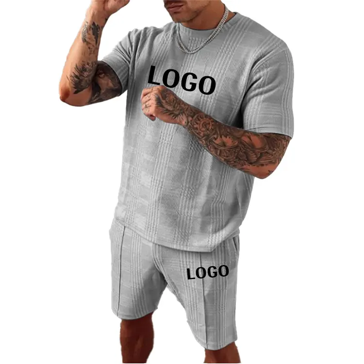 Conjunto de shorts e camiseta de algodão, conjunto curto em duas peças unissex personalizado