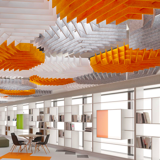 Kustar B Acoustic Ceiling American Standard 3D Pet Fiber Acoustic Panel