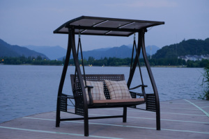 Modern 2 kişilik açık bahçe veranda mobilya 3-in-1 asılı yatak ile güneş <span class=keywords><strong>LED</strong></span> ışık balkon parkı ve okul için-toptan fiyat