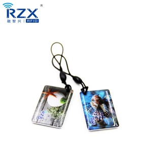 定制26x42MM毫米射频识别钥匙双面环氧NFC钥匙卡FM11RF08，13.56mhz频率，用于门禁印刷设计
