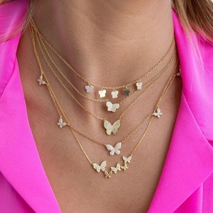בלינג collarJewelry שכבות שרשרת זהב מצופה טניס שרשרת קולר אייס מתוך קולר מעוקב zirconia פרפר שרשרת