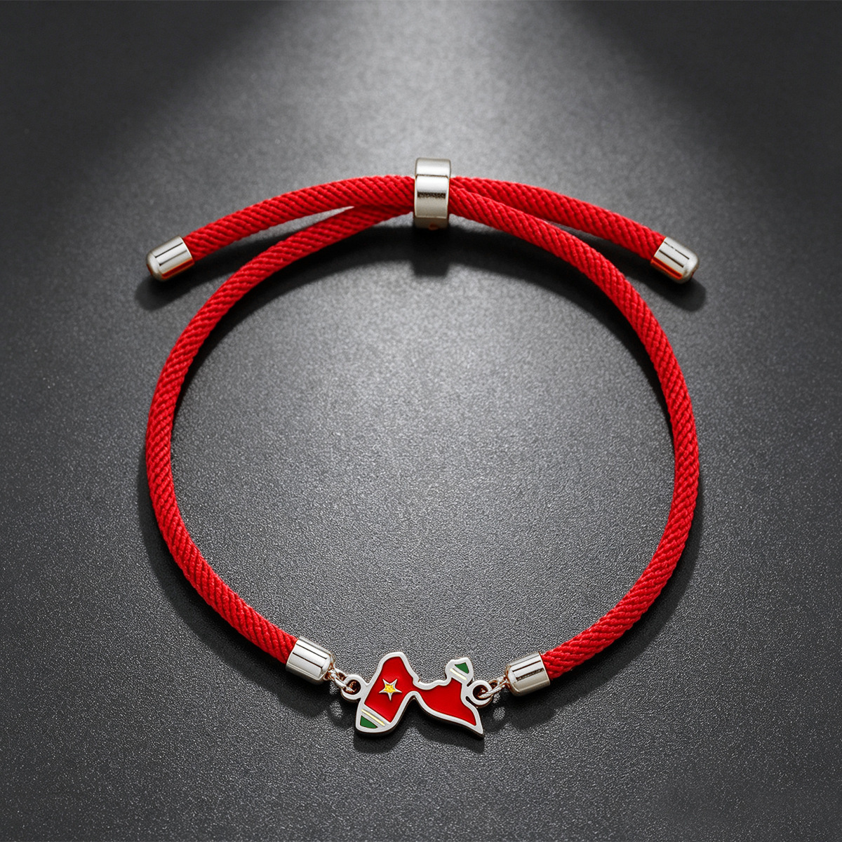 Pulsera color acero rojo guadalupe