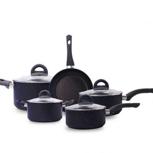 High Performance Non-Stick Cookware <strong>Set</strong> with Pressed Marble Coating Metal Material - Product Image 1