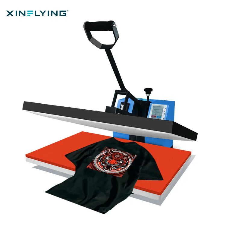 ماكينة الطباعة الحرارية اليدوية المسطحة عالية الضغط من XinFlying ماكينة نقل الحرارة 38*38 سم لطباعة التيشيرتات سهلة الاستخدام