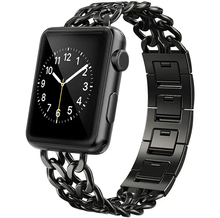 Keepwin Cowboy Diamond Chain Bracelet Solid 304 Stainless Steel Women Watch Strap Jewelry Band for Apple iWatch 9 8 7 6 5 4 3 SE