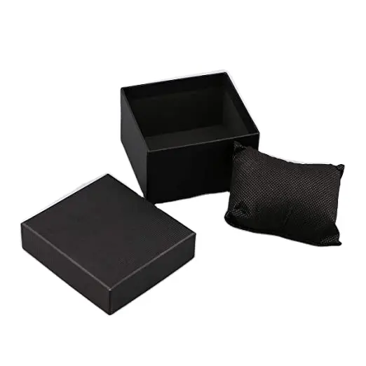 Custom Watch Gift Box Black Jewelry Gift Boxes with Pillow Cushion for Watches Bracelets