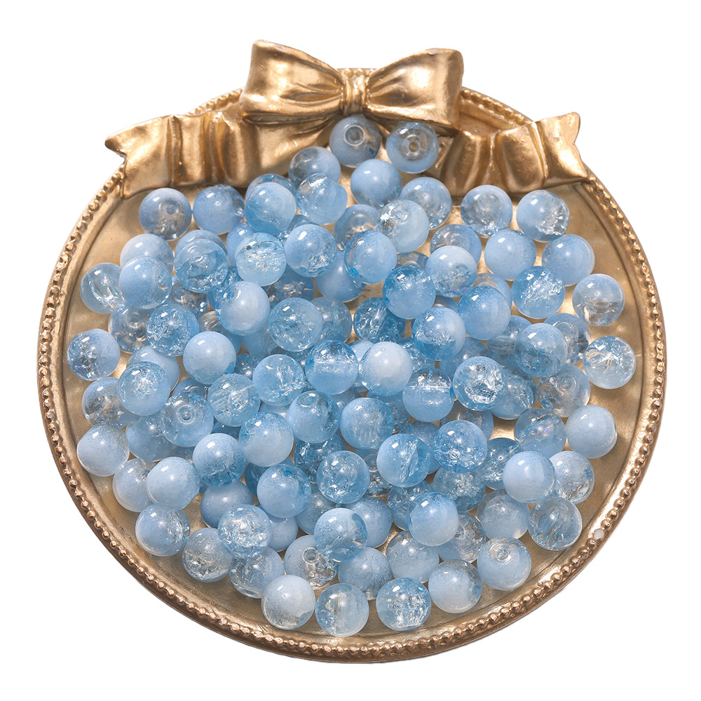 8mm Glass Milk Foam Shattered Beads - Sky Blue