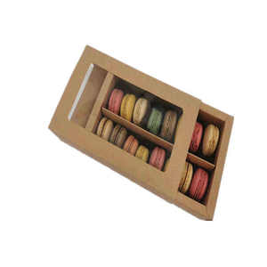 Biểu tượng tùy chỉnh Cookie Macaron giấy kraft trượt ra mở ngăn kéo hộp với cửa sổ - Product Image 6