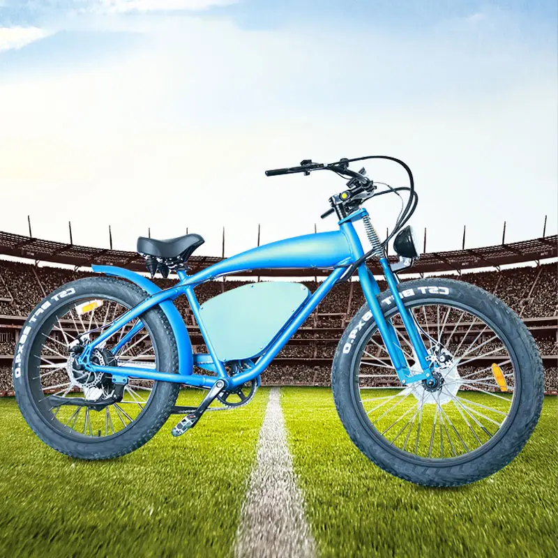 フラッシュセールリチウムバッテリーモーター電動自転車自転車リアハブモーター電動チョッパーバイクブルー電動自転車を購入