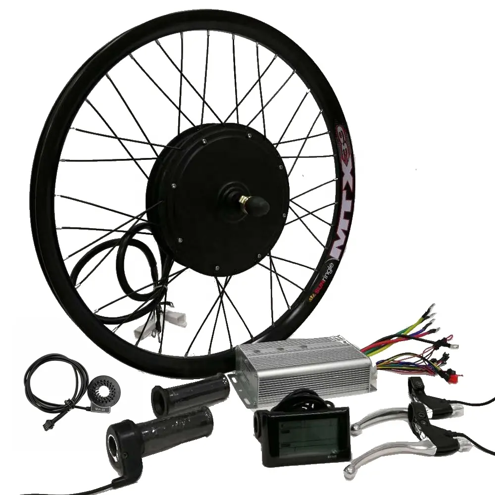 Kit de roue électrique haute puissance 48v 2000w kit de conversion de vélo électrique roue arrière 26 "kit de conversion de vélo avec anneau de soleil jante MTX