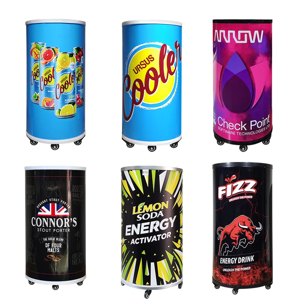 Meisda 65L Round Barrel Beverage Display Cooler Energy Drinks Display Refrigerator
