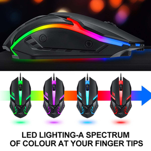 Conjunto Combinado de Gamers con cable retroiluminado de arcoíris, cuatro piezas, 4 en 1, teclado, ratón, auriculares, alfombrilla de ratón para ordenador - Product Image 6