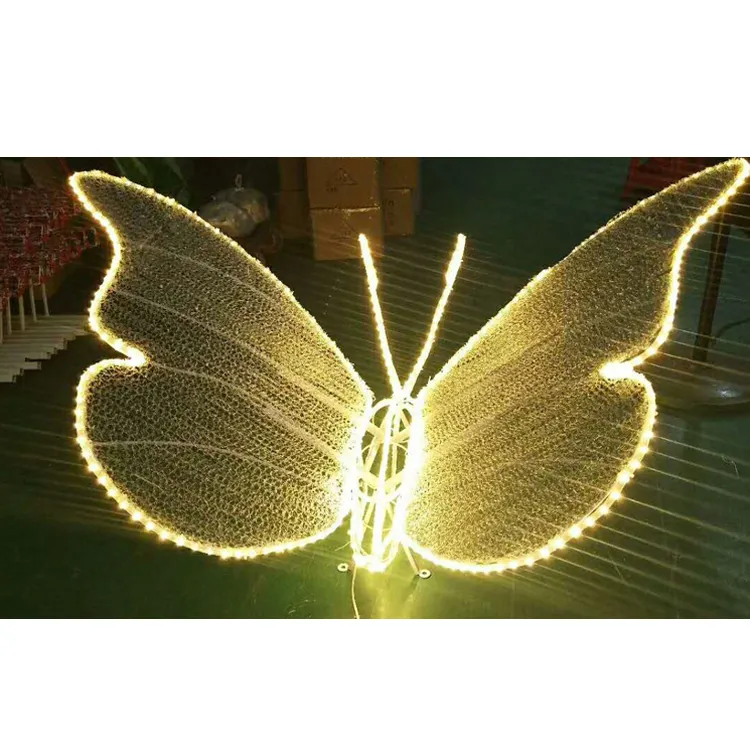 Marco de alambre 3D para Navidad, luces Led de cuerda impermeables con motivos de mariposas de Pvc