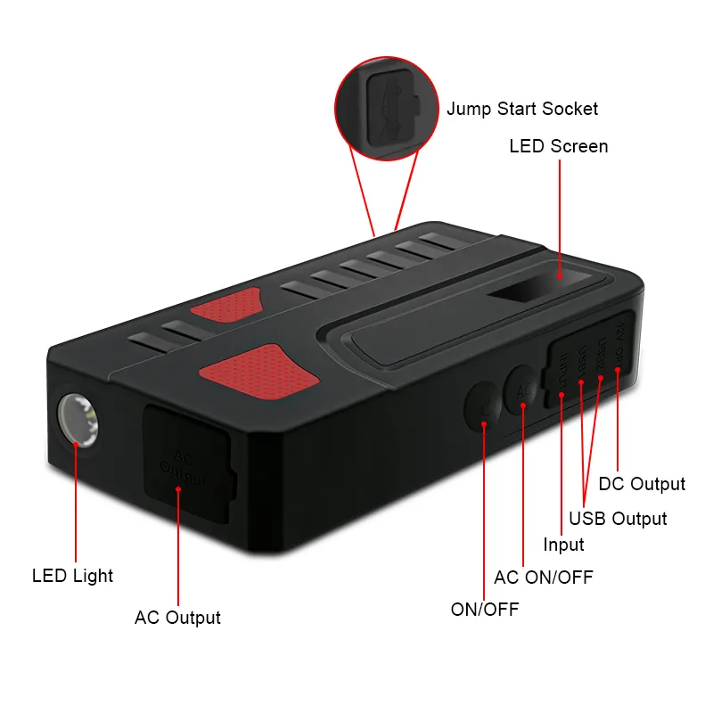 Jump Starter Cerdas Baru Dalam Starter Otomatis 12V/24V Jumpstarter Penguat Berat Truk untuk Starter Baterai Tugas Berat 18000MAh