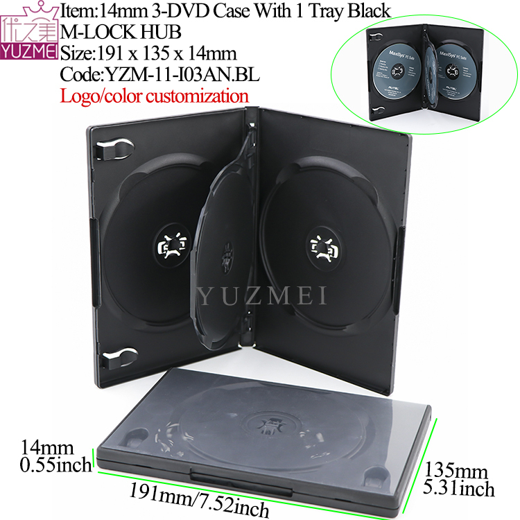 I03A:14mm M-LOCK 3-DVD Case Black