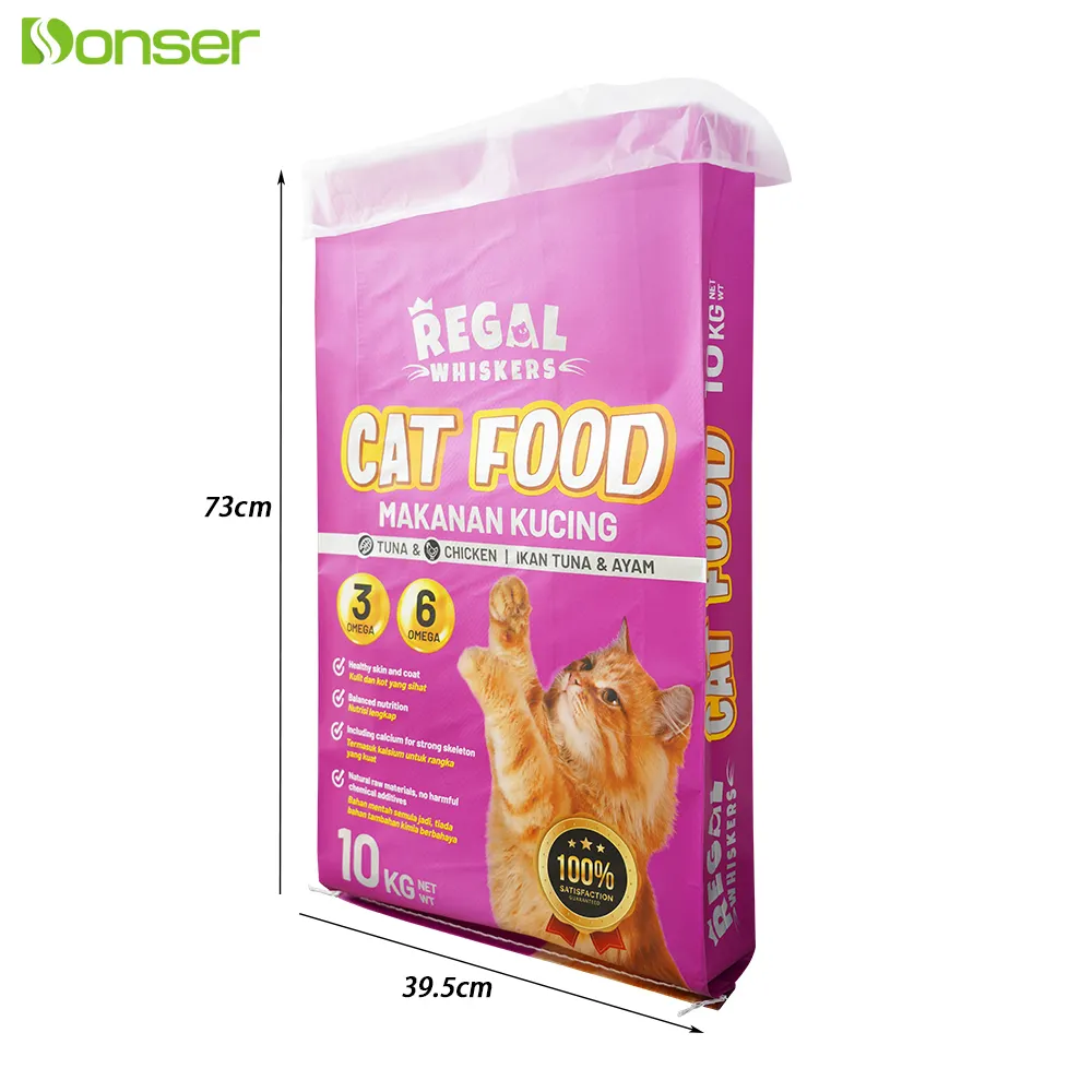 10kg Dog Food Packaging Hot Sale Factory Wholesale OEM 25 kg Large Custom Cat Food Packaging PP Woven Bag For Pet/Gatti Food