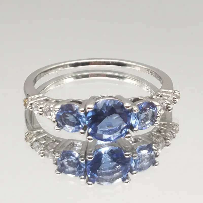 925 bague en argent Sterling zircon cubique pierre carré bleu opale anneaux gemme délicate Minimal Simple bijoux géométriques à la mode