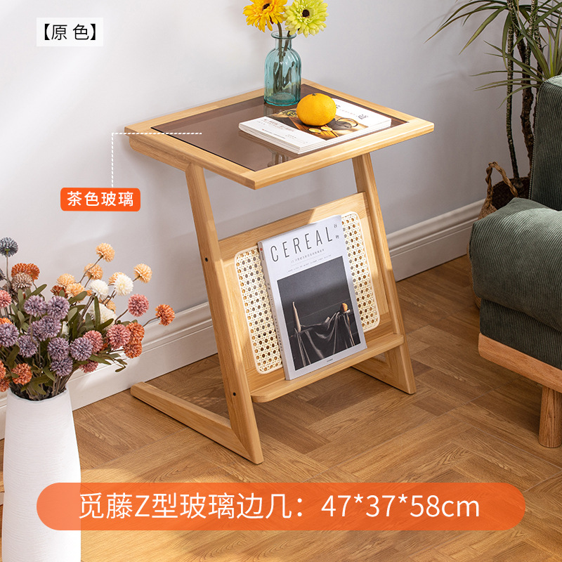Miteng bedside table, original color, 47cm long (brown glass).