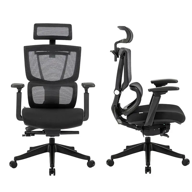 Mobilier de bureau de luxe Fauteuil de direction ergonomique en maille avec dossier haut et assise pivotante avec accoudoir 4D